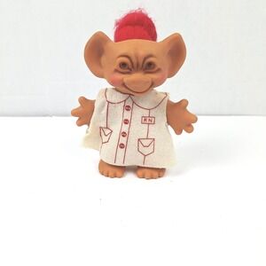 Vintage Russ Berrie Nurse Troll Doll Red Hair RN Uniform 3 Inch Hong Kong 1980s